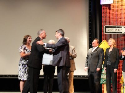 On behalf of the LBJ Express, Antonio Alvarez-Cedron Rodriguez presented the $502,250 check to Dr. Bobby Burns, Carrollton/Farmers Branch Superintendent.