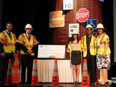The grant celebration continued with LBJ Express construction vests and hard-hats!