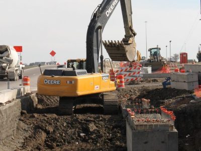 March 2014: Constructing storm drain system on southbound frontage road south of Western Center Blvd.