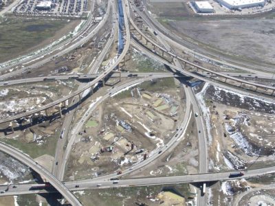 February 2015: 820 looking eastbound at the I-35W-IH 820 interchange