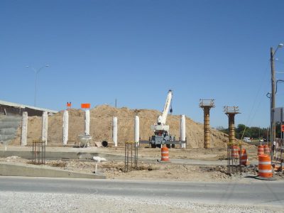 September 2013: Columns for highway expansion over Norwood Drive