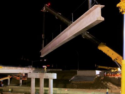 Beam placement on SH 170 at I-35W