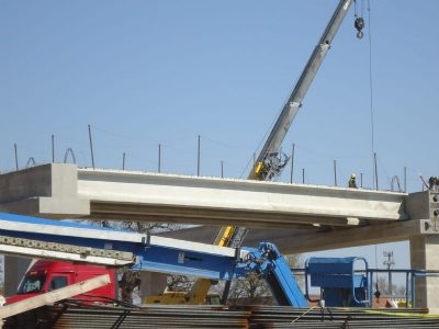 February 2013: Beams being placed on westbound lanes of SH 183 between Industrial Blvd. and Westpark Way