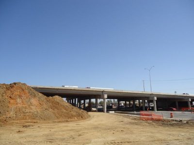 March 2013: Excavation after demolition of old eastbound SH 121/183 lanes over Central Drive