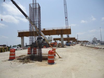 May 2013: Columns connecting future eastbound IH 820 to eastbound SH 121/183