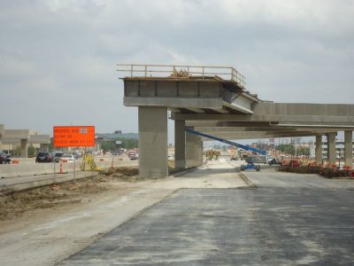 April 2013: Future eastbound off-ramp from managed lanes to Industrial Blvd.