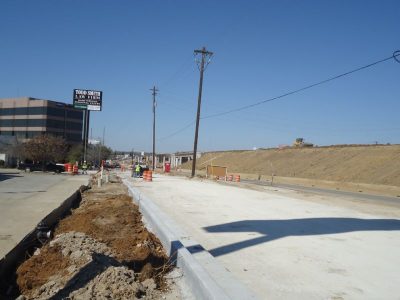 February 2013: Future eastbound frontage road of SH 121/183 between Bedford Road and Forest Ridge Drive
