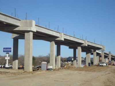 January 2013: Future westbound SH 121/183 exit for Norwood Drive/Brown Trail exit