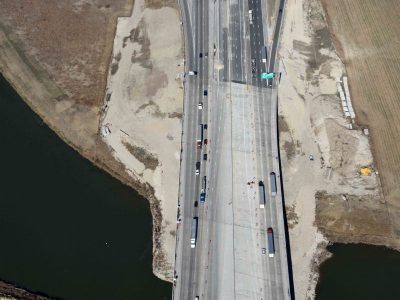 I-35W at the Trinity River looking northbound
