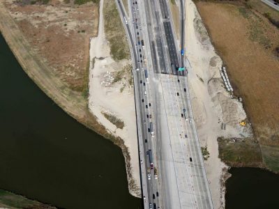 I-35W at the Trinity River looking northbound