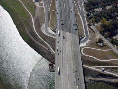 I-35W at the Trinity River looking southbound