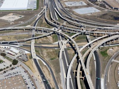 I-35W/ I-820 interchange looking northbound