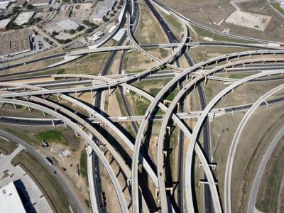 I-35W/ I-820 interchange looking westbound