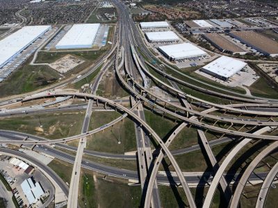 I-35W/I-820 interchange looking north