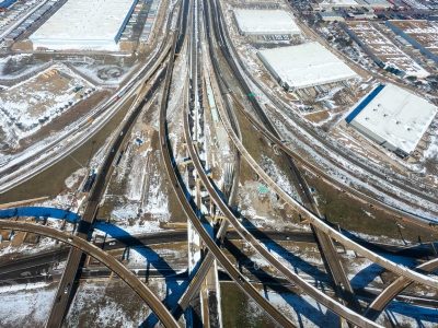 I-35W/I-820 interchange looking north