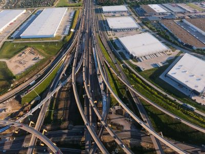 I-35W/I-820 interchange looking north