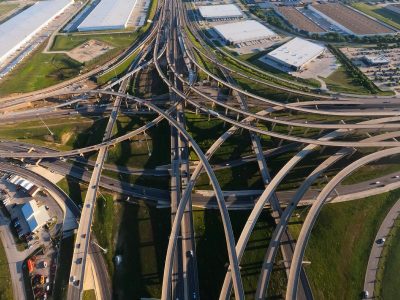 I-35W/I-820 interchange looking north
