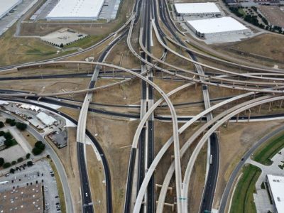 I-35W/I-820 interchange looking northbound