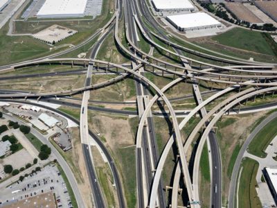 I-35W/I-820 interchange looking northbound