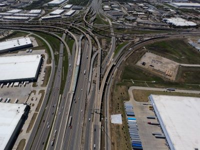 I-35W/I-820 interchange looking south