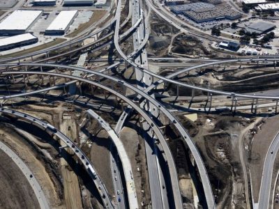 I-35W/I-820 interchange looking south