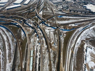 I-35W/I-820 interchange looking south