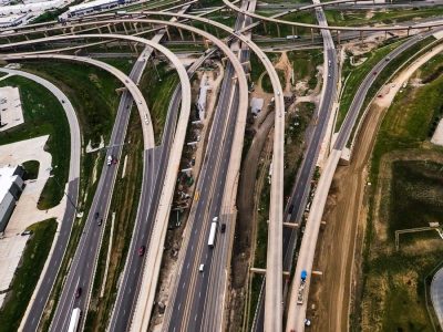 I-35W/I-820 interchange looking south