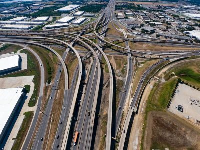 I-35W/I-820 interchange looking south