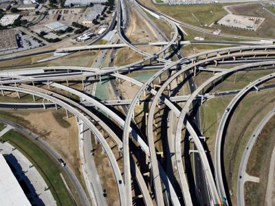 I-35W/I-820 interchange looking westbound