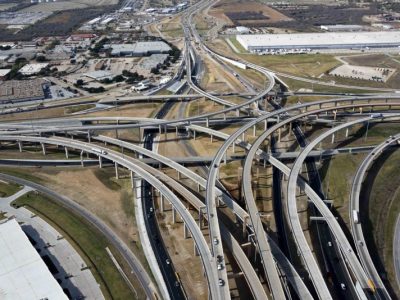 I-35W/I-820 interchange looking westbound