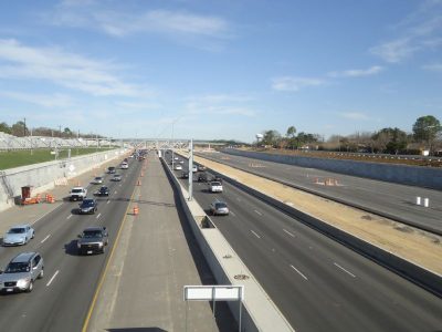 February 2013: Looking east along the SH 121/183 corridor from the Hurstview Drive bridge