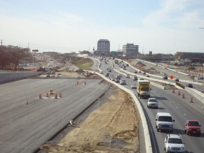 February 2013: Looking west along the SH 121/183 corridor from the Hurstview Drive bridge