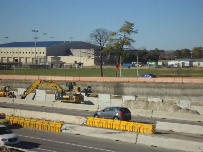 January 2013: New retaining walls between Brown Trail and Norwood Drive