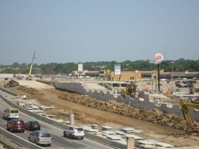 June 2013: New retaining walls looking east at Bedford Road