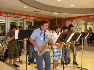 Haltom High School band welcomes guests