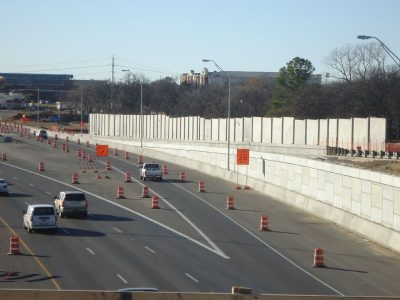 January 2013: Sound walls along the westbound frontage road near Plainview Drive