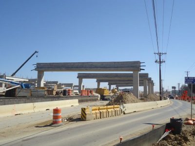 February 2013: Beams being placed on eastbound SH 183 between Westpark Way and Industrial Blvd.