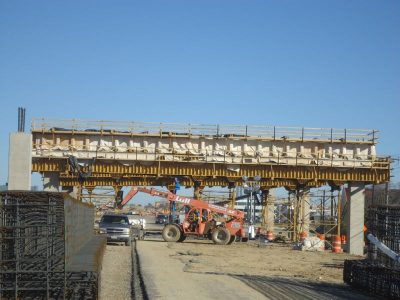January 2013: Support columns and beams along the eastbound SH 183 frontage road between Westpark Way and Industrial Blvd.
