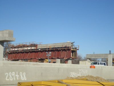 January 2013: Support columns and beams along the westbound SH 183 frontage road between Westpark Way and Industrial Blvd.