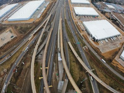 The I-35W/I-820 interchange facing north