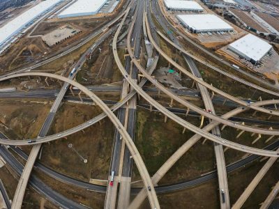 The I-35W/I-820 interchange looking north