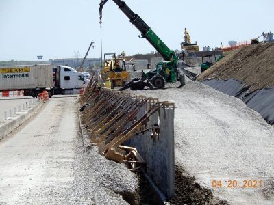 Work on I-35W just north of Westport Pkwy.