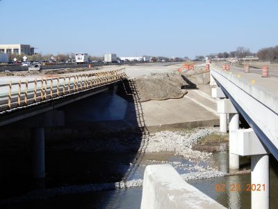 Work on northbound I-35W just north of Westport Pkwy.