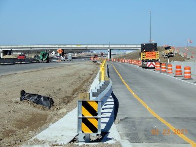 Work on northbound I-35W just north of Westport Pkwy.