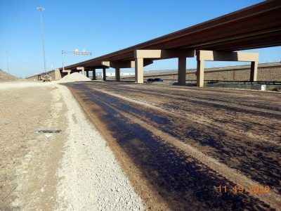 Work on the future frontage road from southbound I-35W to westbound I-820