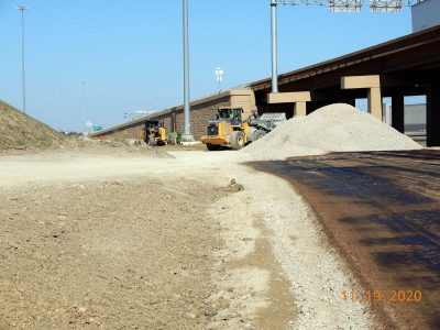 Work on the future frontage road from southbound I-35W to westbound I-820