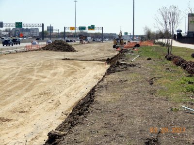 Work on the future southbound I-35W frontage road south of Western Center Blvd.