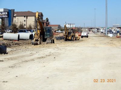 Work on the future southbound I-35W frontage road south of Western Center Blvd.