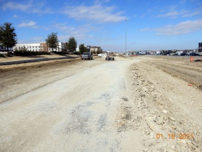 Work on the future southbound I-35W frontage road south of Western Center Blvd.
