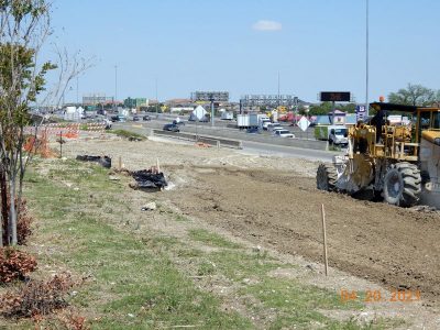 Work on the future southbound I-35W frontage road south of Western Center Blvd.